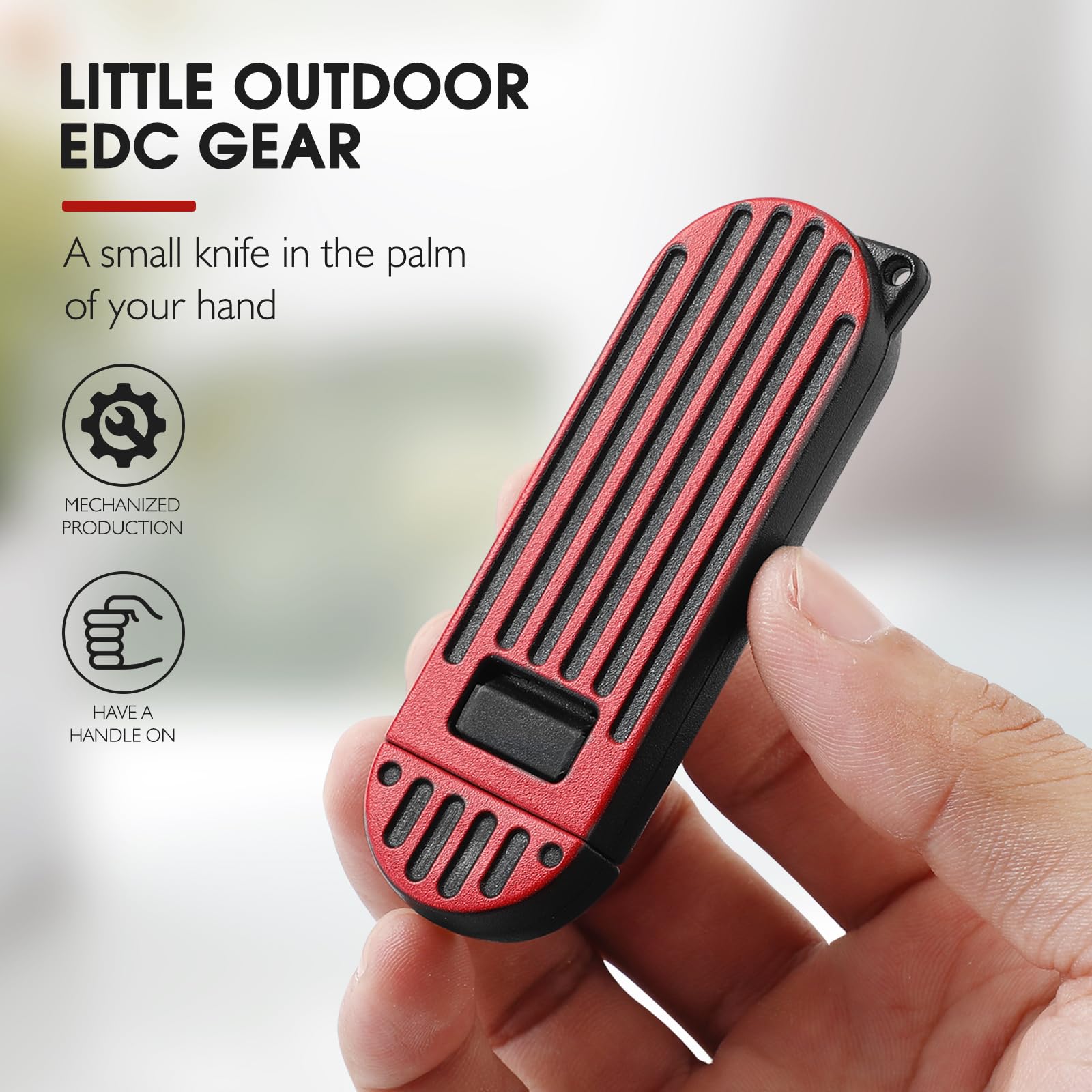 DRACHENADER navaja pequeña outdoor mini navaja de bolsillo con funda hoja fija de acero inoxidable, rojo& negro