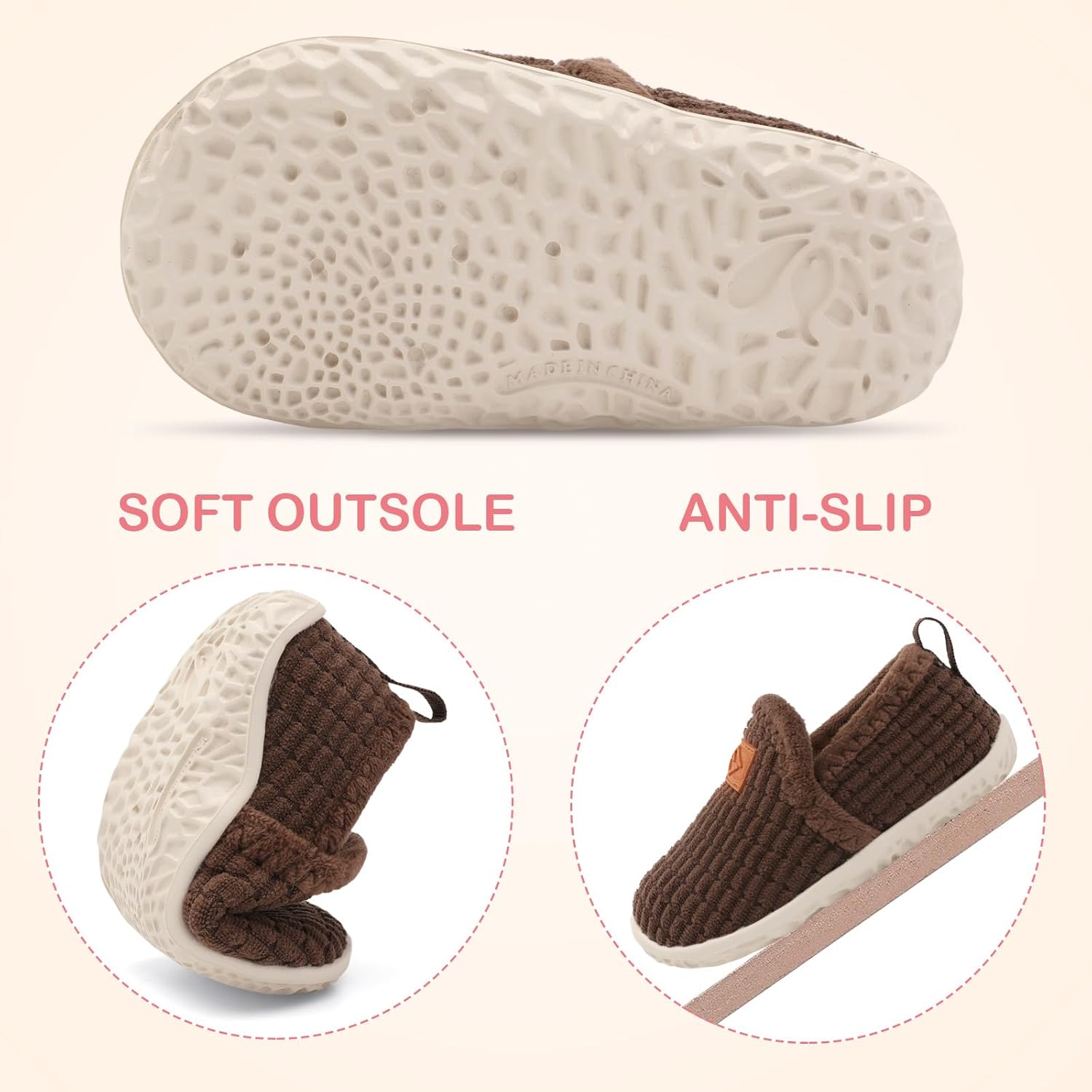 Lefflow Toddler Slippers Boys Girls House Shoes Slip on Baby Sock Shoes Lightweight Outdoor Walking Shoes - Image 5