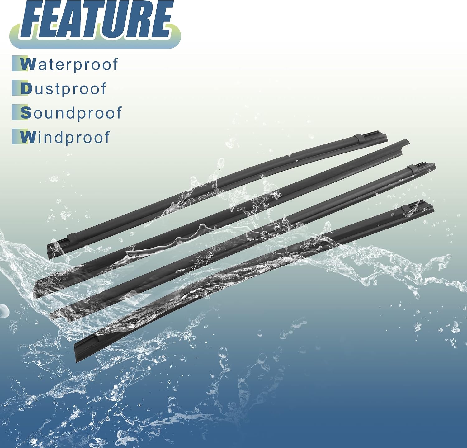 X AUTOHAUX 4pcs Window Weatherstrip Door Seal Belt 68161-04050 68162-04050 68163-04020 68164-04020 for Toyota Tacoma 2005-2015