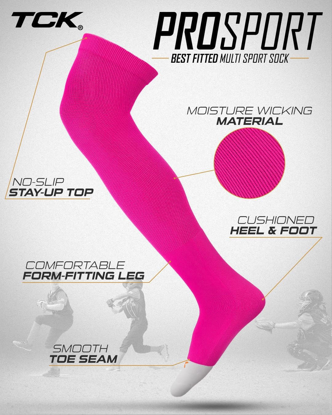 Baseball Softball Over the Knee Socks Prosport | Durable Performance | Double Welt Top | Smooth Toe | Moisture Wicking