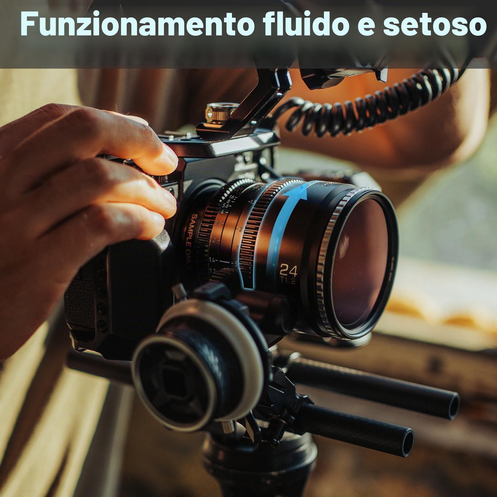 SIRUI Night Walker 24mm T1.2 Obiettivo Cine Formato S35, Grandangolo a Fuoco Manuale con Ampia Apertura, per Fotocamere MFT-Mount, per GH6, GH5II, BMPCC 4K, OM-1, Z CAM (MS24M, Nero)