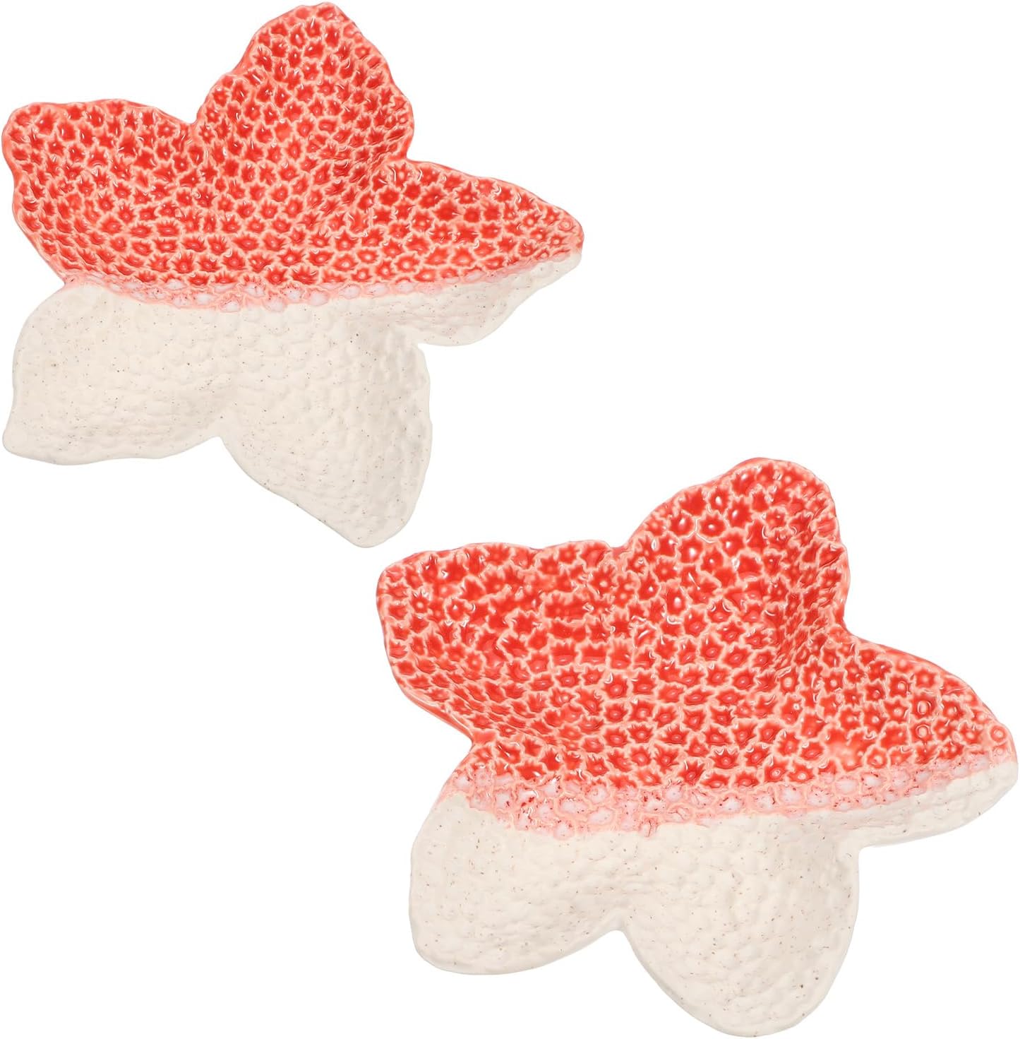 uxcell Ceramic Jewelry Tray, Cute Trinket Dish Starfish Vanity Key Tray Ring Holder Dish for Women Earrings Necklace Organizer, Aesthetic Room Decor, Pink/White