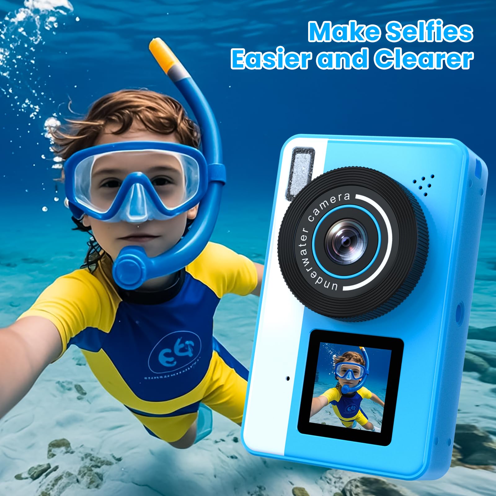 4K Underwater Digital Camera,10FT Floating Camera,48MP Waterproof Camera for Snorkeling,Surfing,Swimming and Kayaking,Dual-Screen Selfie,Autofocus,18X Zoom,Fill Light,32GB Card,Type-C Rechargeable — view 7