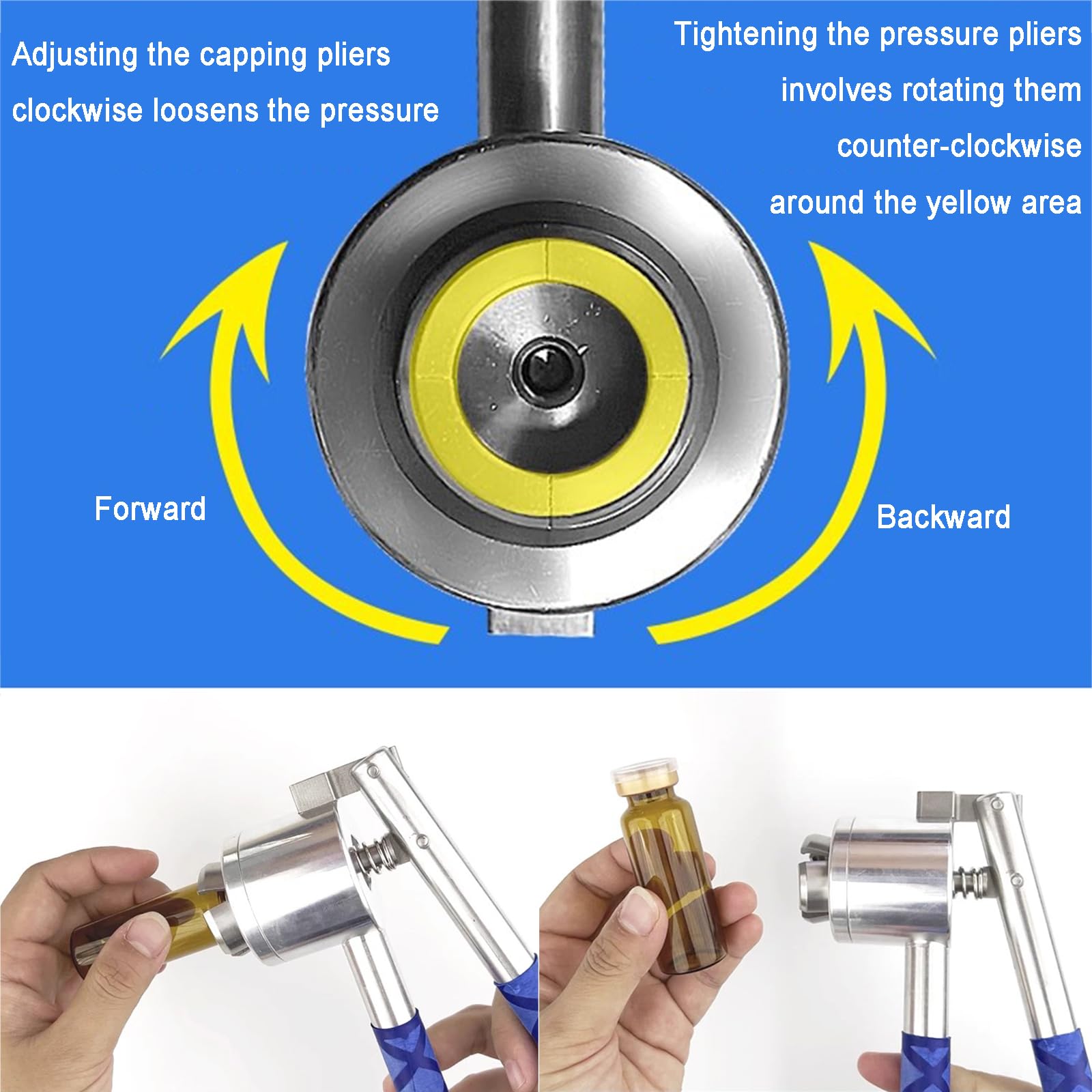 Pinza crimpatrice manuale per tappi di bottiglia, pinza in acciaio inox con manico antiscivolo, adatta per tappi in plastica-alluminio diametro 13 mm, ideale per flaconi spray