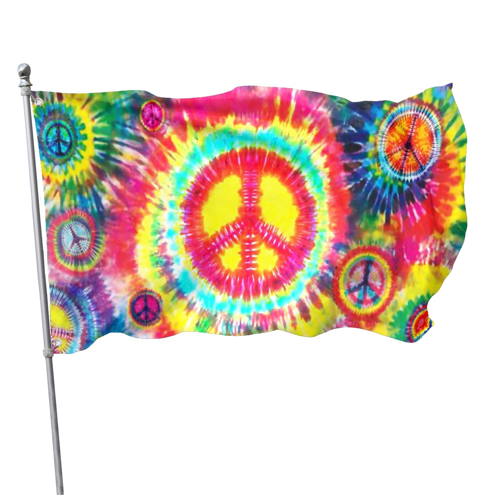 Tie Dye Peace Flag 3x5 Ft Breeze Rainbow Color Hippie Flag Outdoor Indoor Garden Yard Banner Decorative With Metal Grommets Sign — image 1