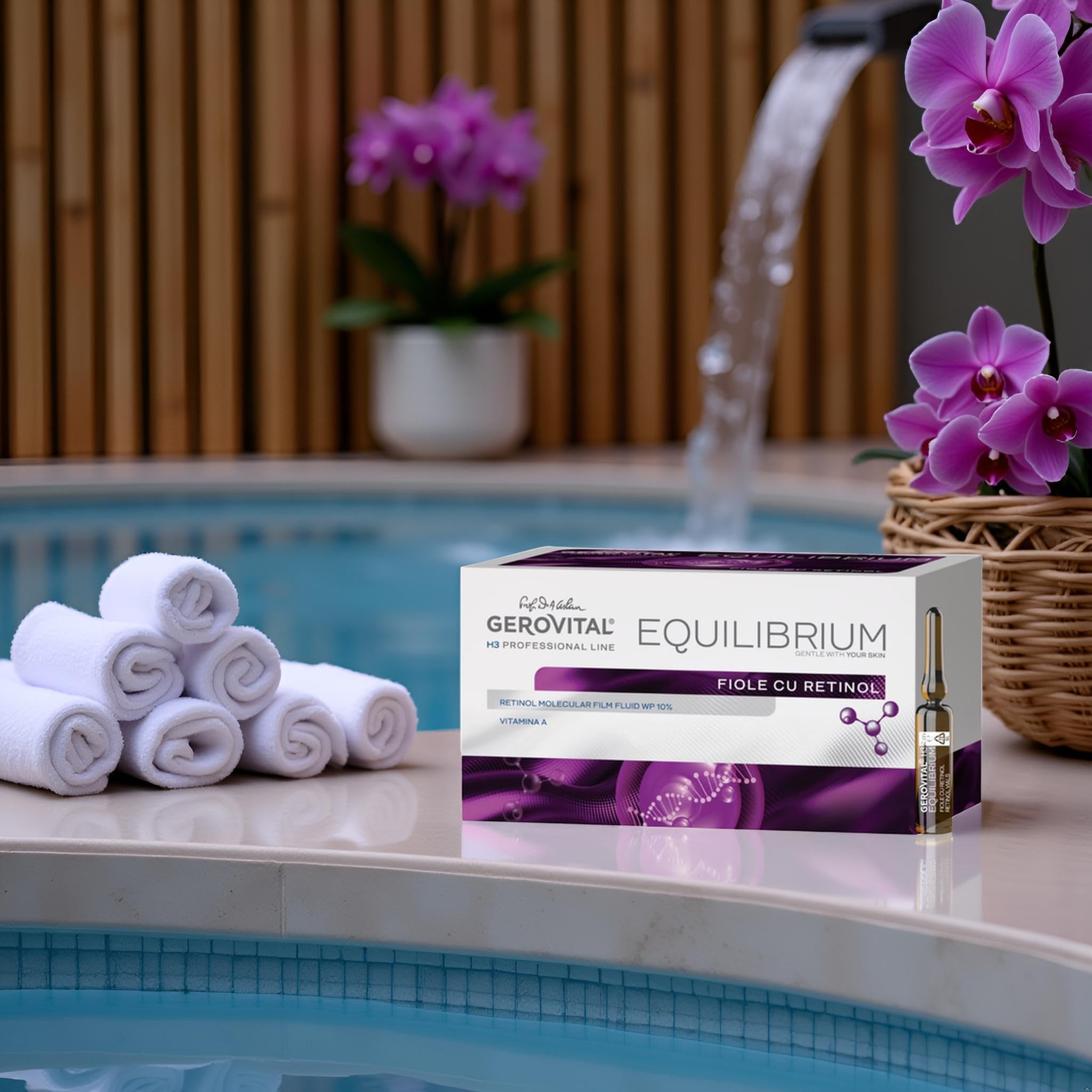 Fiale professionali Viso al Retinolo 20 x 2 ml - Trattamento Professionale Antirughe con Retinolo Stabilizzato e Vitamina A - Booster Rigenerante per Pelle Matura, Gerovital H3 Equilibrium