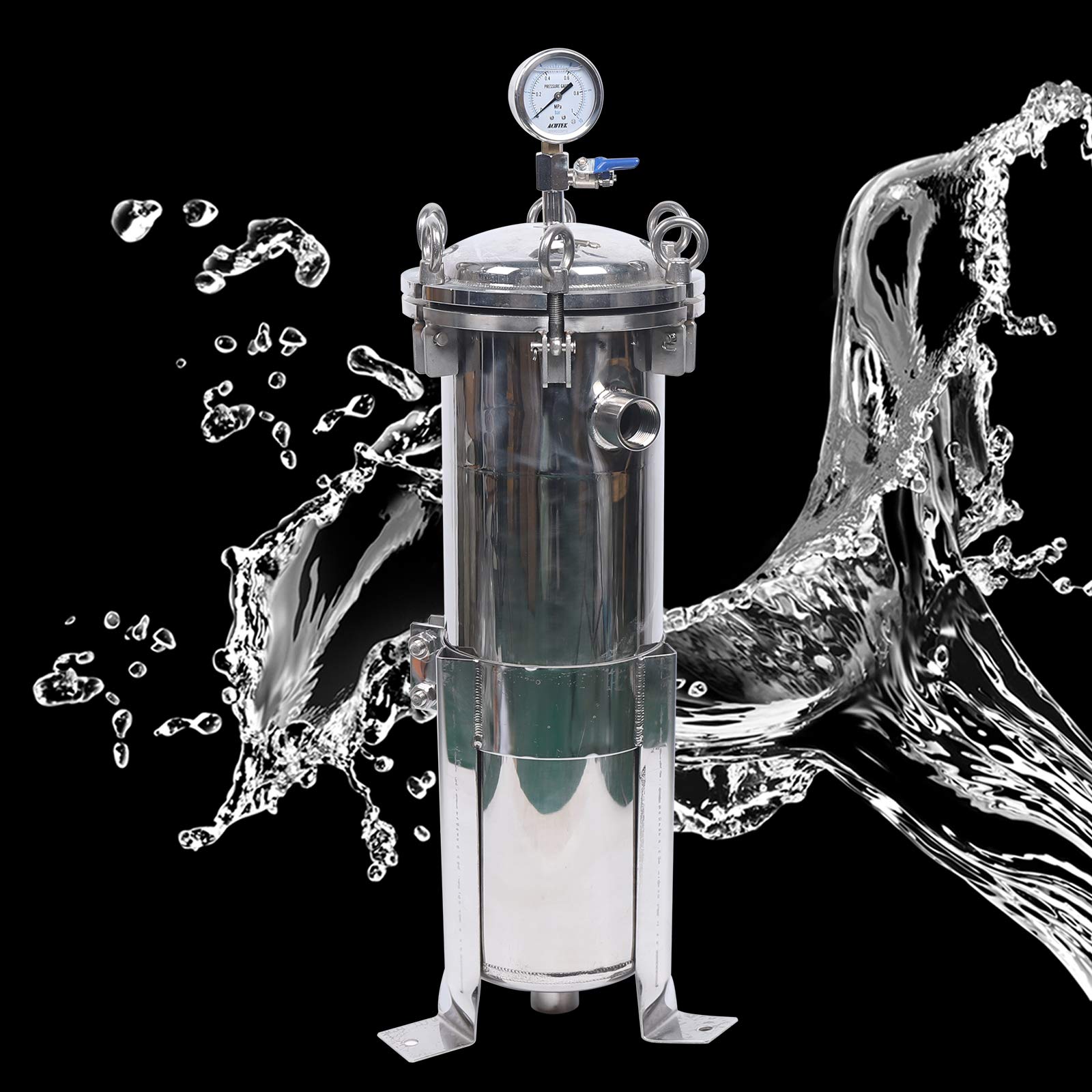 Bag Filter Housing, 304 Stainless Steel Filter Bag Housing 150PSI High Pressure Filtration System in/Out Bag Water Filter Purification Equipment