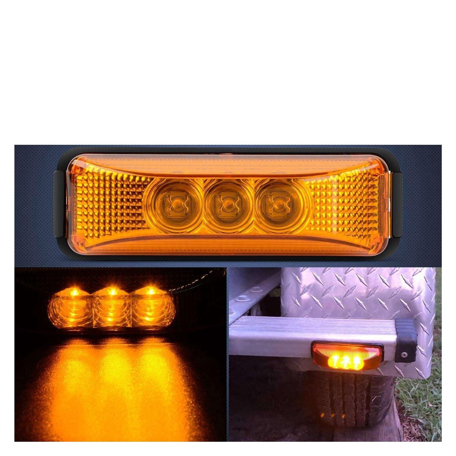 DEHIWI Lámparas incandescentes 24V 3,9 Pulgadas 3 LED Camión Remolque Luz Ámbar Delantero Trasero LED Marcador Lateral Luces Indicador De Liquidación Lámpara Impermeable 2 Uds
