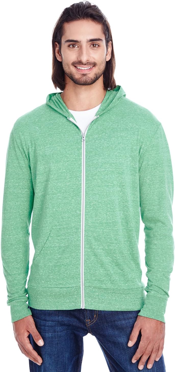 Unisex Triblend Full-Zip Light Hoodie M GREEN TRIBLEND