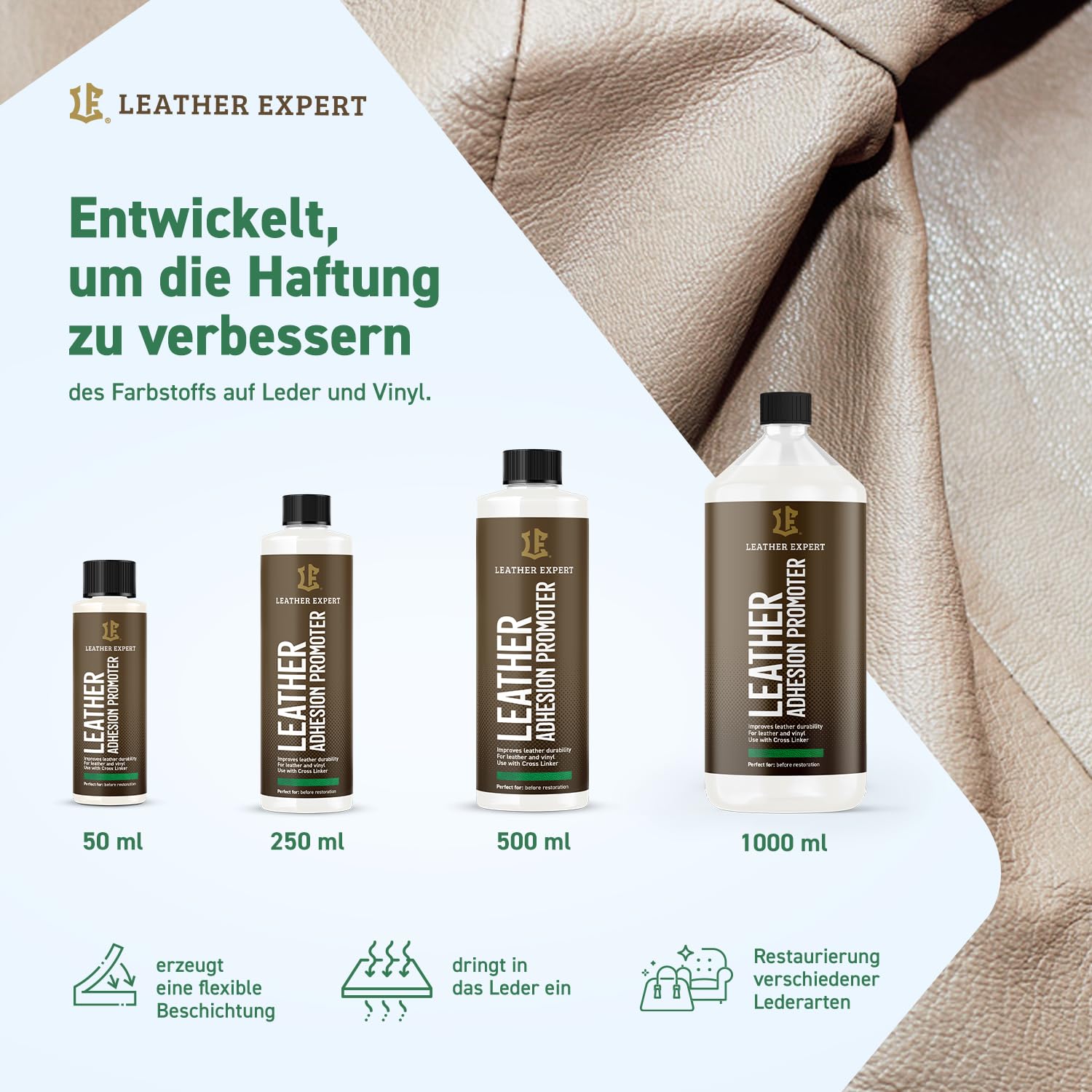 Leather Expert Leather Adhesion Promoter (1000 ml) - Meilleure adhérence pour la peinture du cuir et les revêtements en vinyle - Pour textiles, céramique, plastique, métal