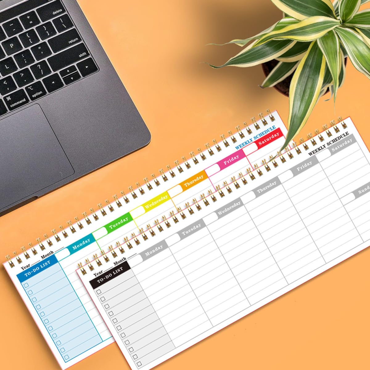 Planner Settimanale da Tavolo 2 Pezzi Copertina Rigida, Blocco Note per Organizzazione e Diario di Pianificazione Portatile, Agenda Leggera per Uso Ufficio e Scuola