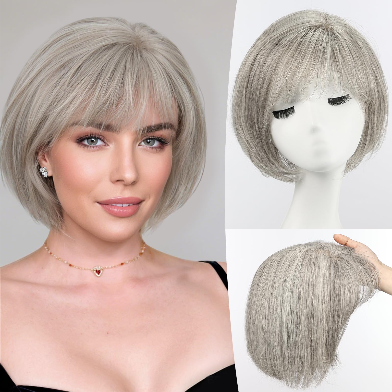 Amazon.com : starluck Hair Topper for Women Real Human Hair  display picture 2