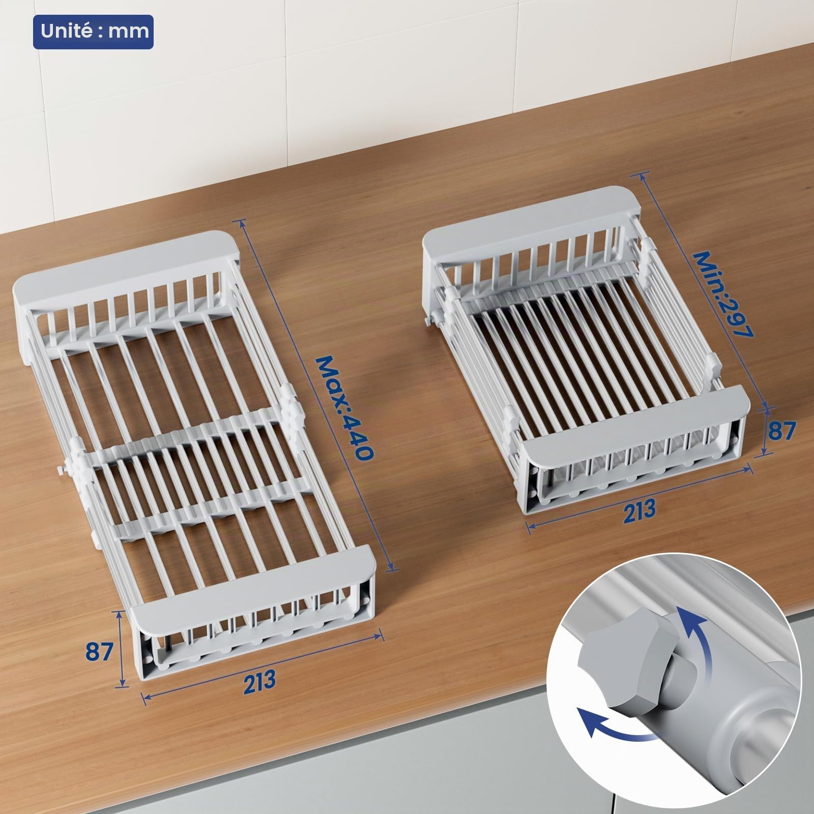 CECIPA Evier Cuisine 1 Bac 60x49CM, Lavabo Cuisine Inox Trous Pour Robinets Et Distributeur De Savon Et Panier TéLescopique, Convient Aux Armoires De Plus De 60CM