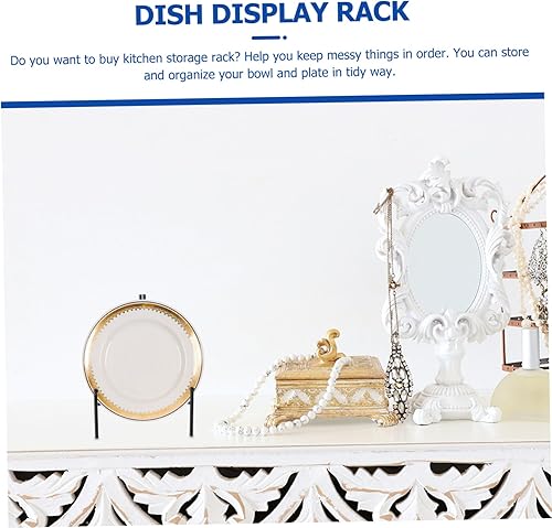 Miniatura 5 de Ciieeo 1 unid soportes de exhibición decorativos estante marco libros palet metal titular placa cerámica mesa escritorio caballete marco de fotos