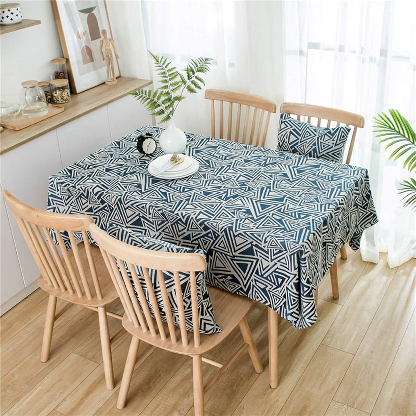 Tovaglia Rettangolare Elegante con Pizzo Tovaglie San Valentino Motivo Triangolo Rustica Decorazioni Pareti Cucina Poliestere Blu Navy Decorazione per Protezione del Tavolo da 90X130Cm