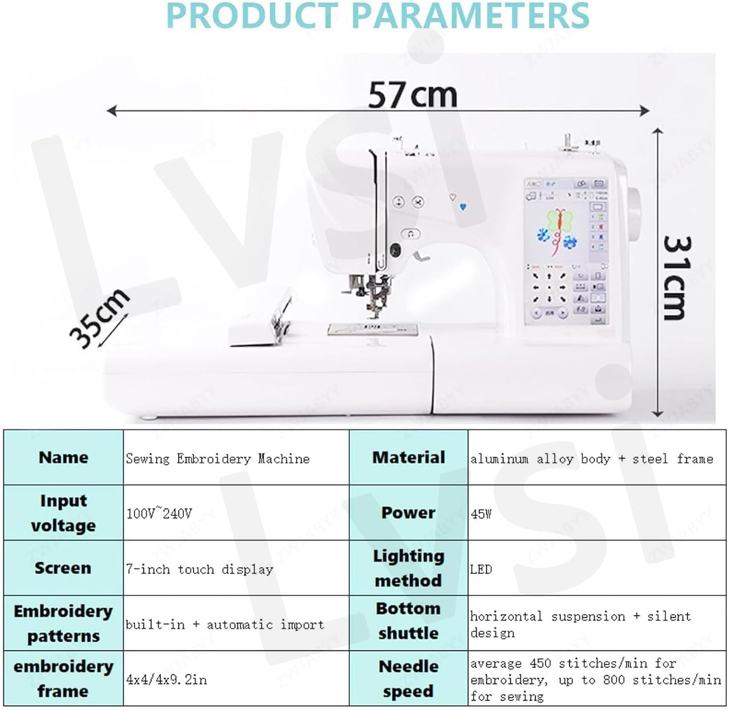 Sewing and Embroidery Machine, Electric Digital Embroidery Machine, with a 4 "X 4" / 4 "X 9.2" Embroidery Area and LCD Touch Screen, for Home Decoration, Clothing, Crafts