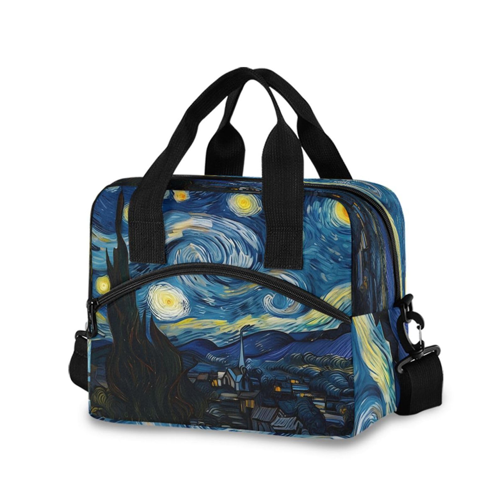 Nander Insulated Lunch Bag Van Gogh The Starry Night Art Thermal Tote Bags Cooler Work Picnic Food Lunch Box Bag For Women Girls Ladies Men