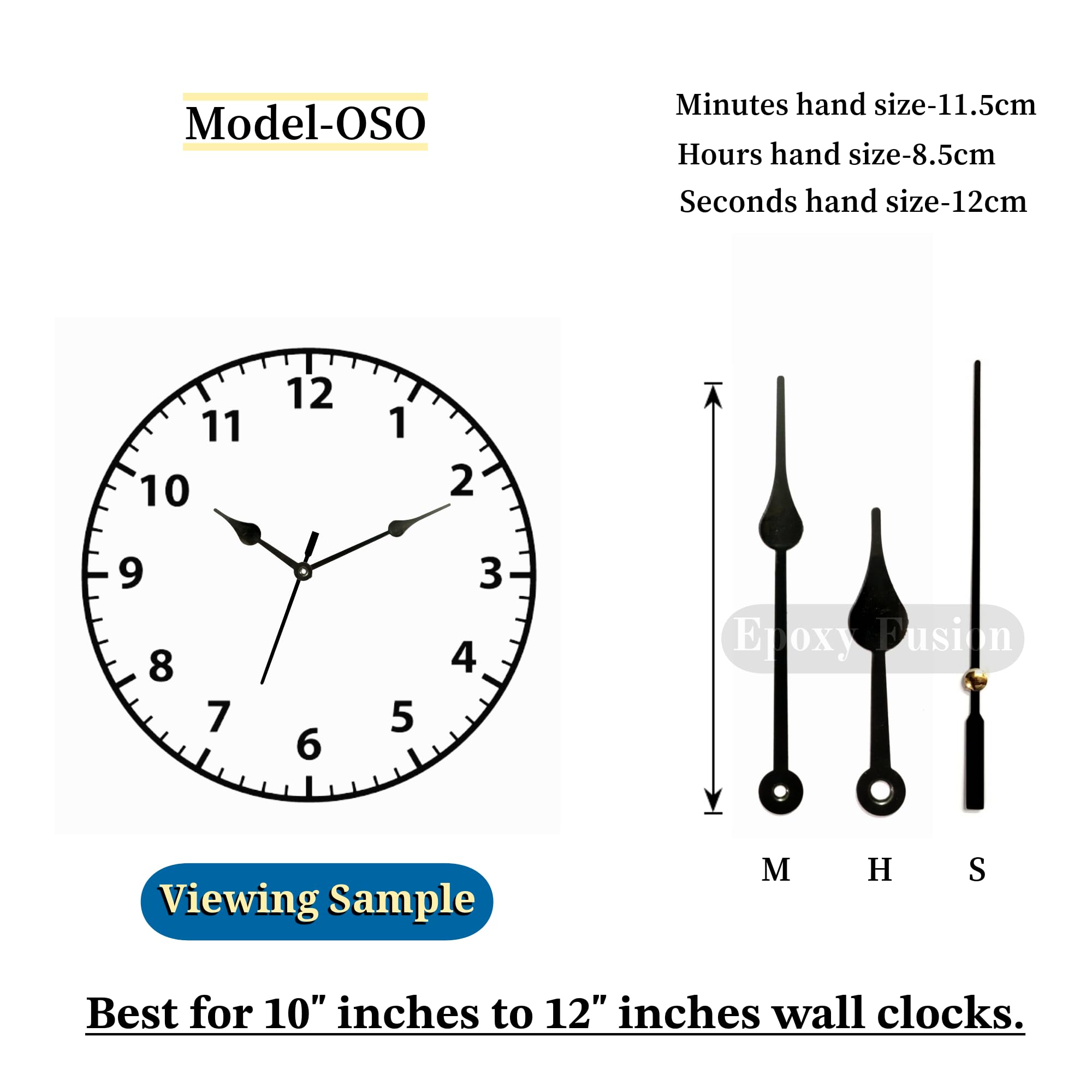 Epoxy Fusion DIY Resin Clock Making Kit – 12 Inch Round MDF Base (7mm Thick), 18mm Silent Movement, Metal Hands & Glossy Numbers | DIY Wall Clock Craft Set for Art, Home Decor (OSO) 3