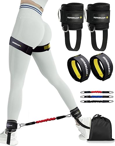 MANUEKLEAR - Juego de bandas de glúteos para entrenamiento, pesas ajustables para tobillo para mujeres con bandas de resistencia, equipo de