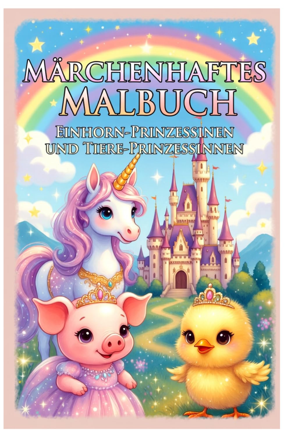 Märchenhaftes Malbuch: Einhorn-Prinzessinnen und Tiere-Prinzessinnen | 10 zauberhafte Ausmalbilder