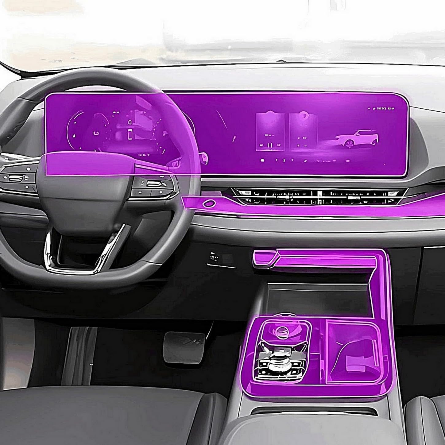 Evita arañazos en consola Ford Equator Sport con película protectora transparente TPU