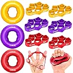 FitBeast Hand Grip Strengthener, Finger Exerciser, Forearm Strengthener Kit - 9 Pack, Targeted Hand & Forearm Strength, Relief & Recovery Kit (Red)