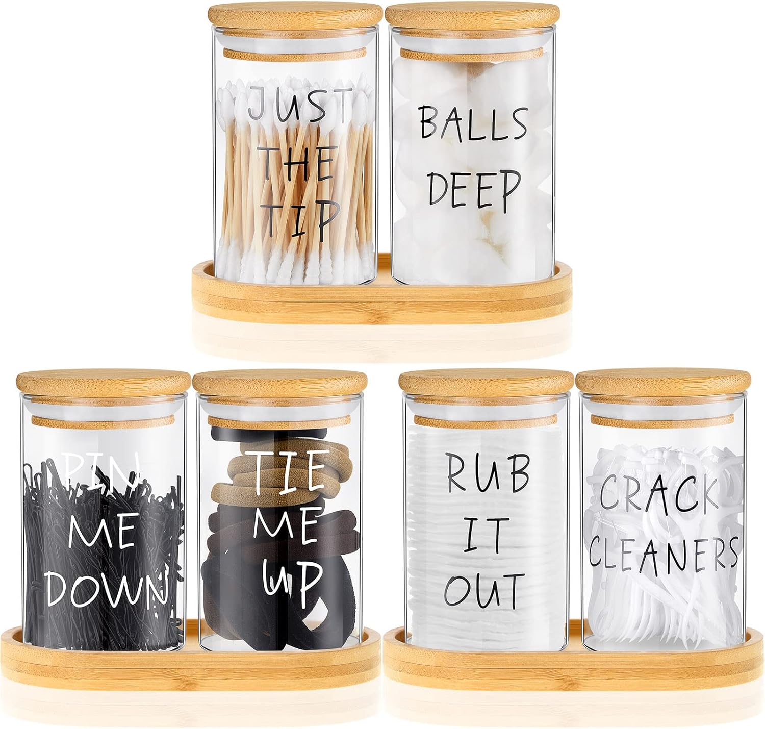 Amazon.com: Tessco 6 Pcs Apothecary Jars with Lids Glass Qtip Holder 3 ...