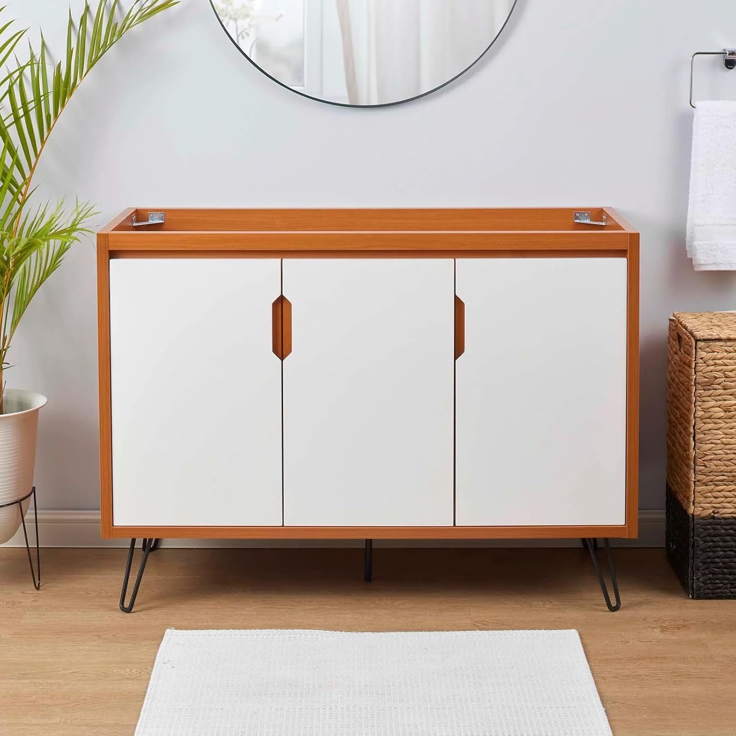 Modway Energize 48" Double or Single Sink Compatible (Not Included) Bathroom Vanity Cabinet in Cherry White