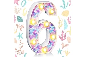 Little Mermaid Party Decorations, Glowing Mermaid Marquee LED Numbers (6)