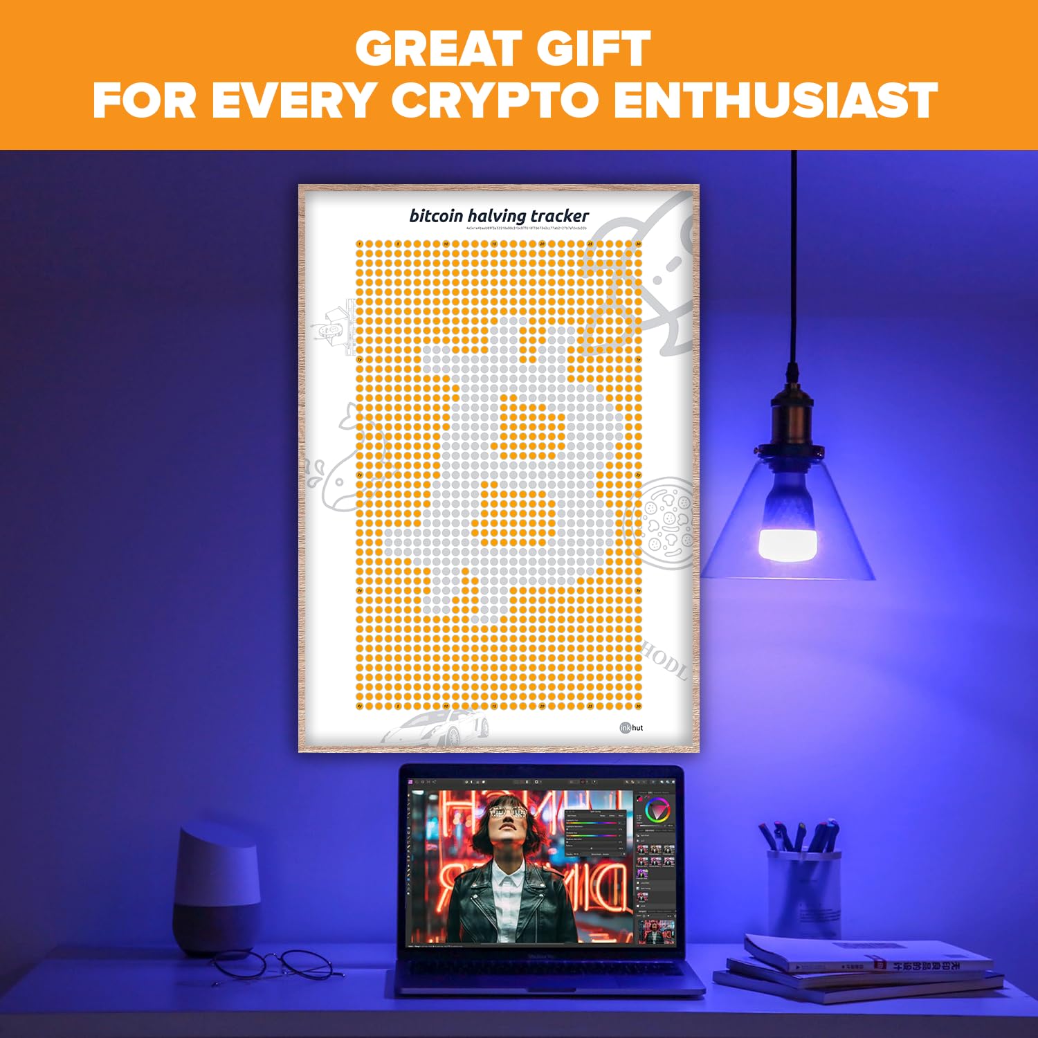 Ink Hut Bitcoin Halving Tracker Scratch-Off Poster - Easy Peel Silver Foil,  Thick Matte Laminated Paper -