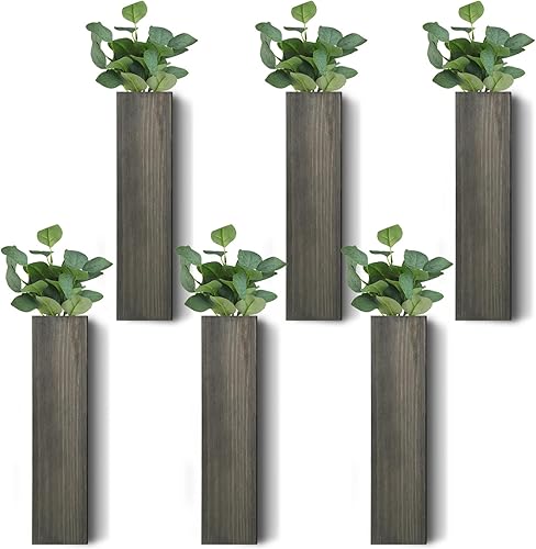 Miniatura 8 de Skylety 6 Pack Wood Wall Planter Wooden Hanging Planter for Dried Flowers and Artificial Greenery Plants Wooden Pocket Vase Farmhouse Wall Decor for