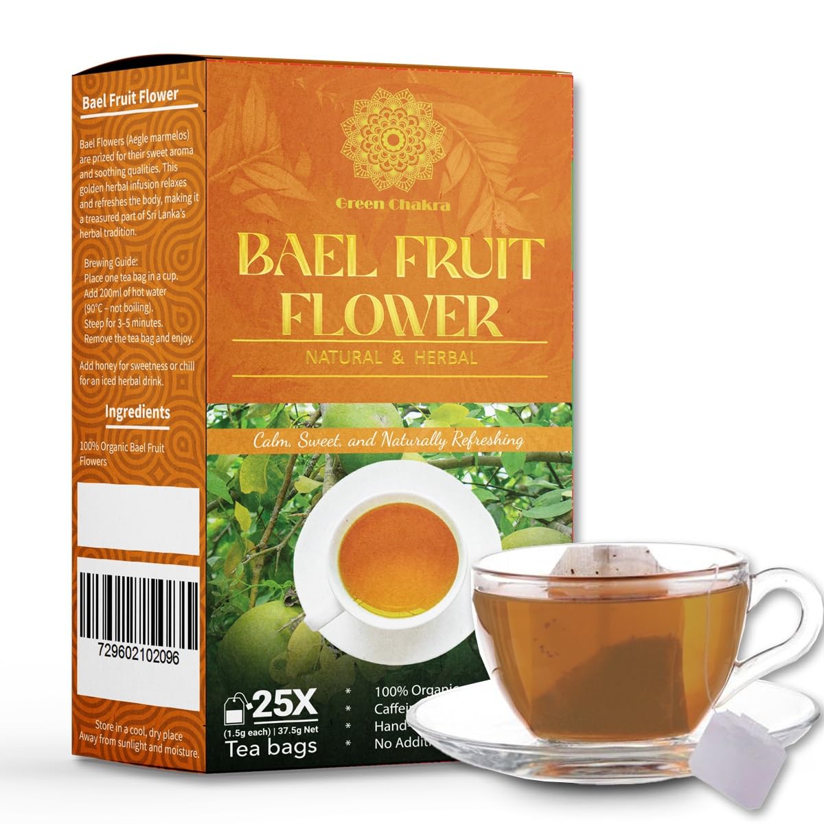Bael Flower Herbal Tea Bags (25 Count) – Natural Bael Fruit Blossom Tea, Caffeine-Free, Pure Dried Flowers, Premium Herbal Tea