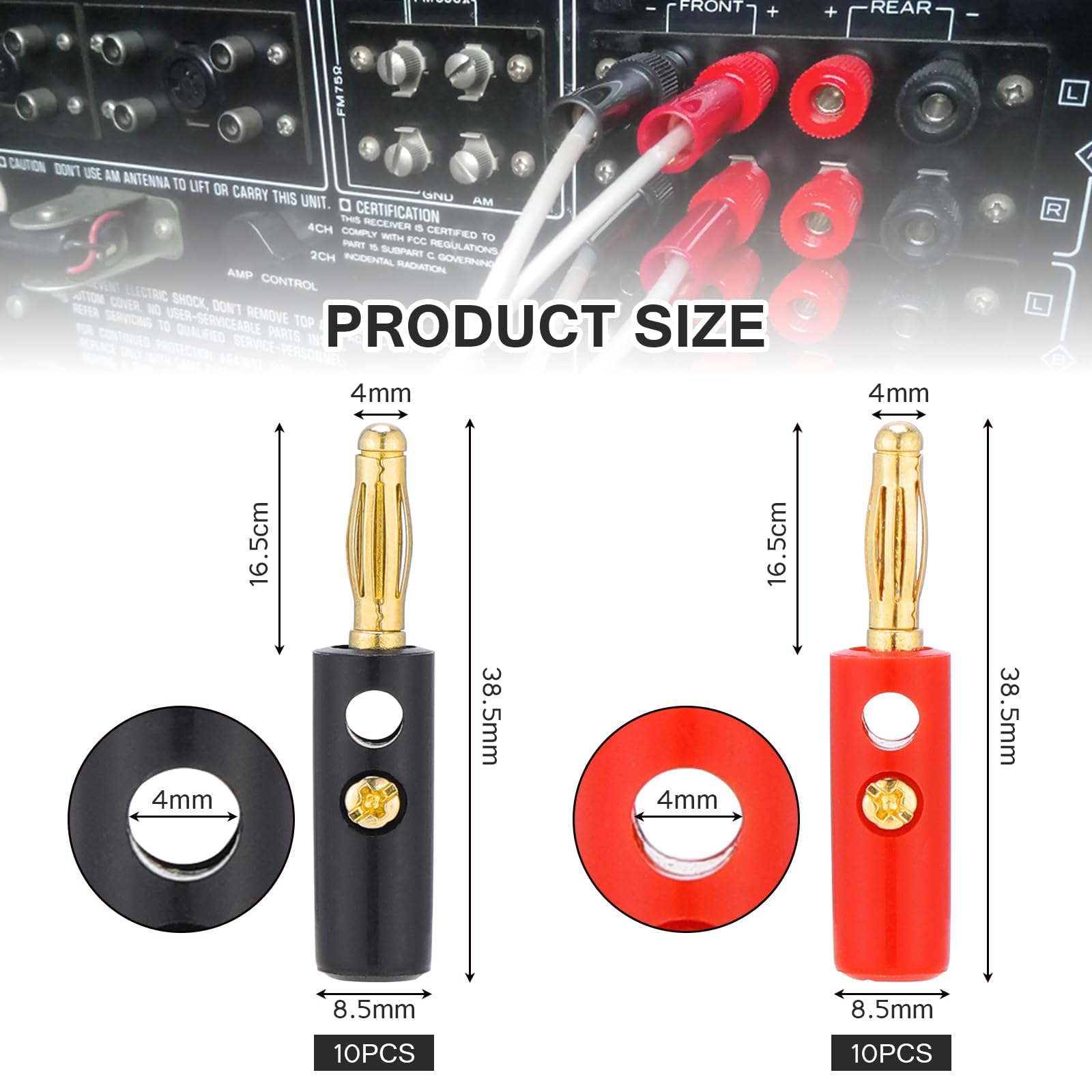 Sonero® Set Di 4 Connettori A Banana Angolati A 90°, Per Tutti I Cavi Degli Altoparlanti Con Un - Foto 11