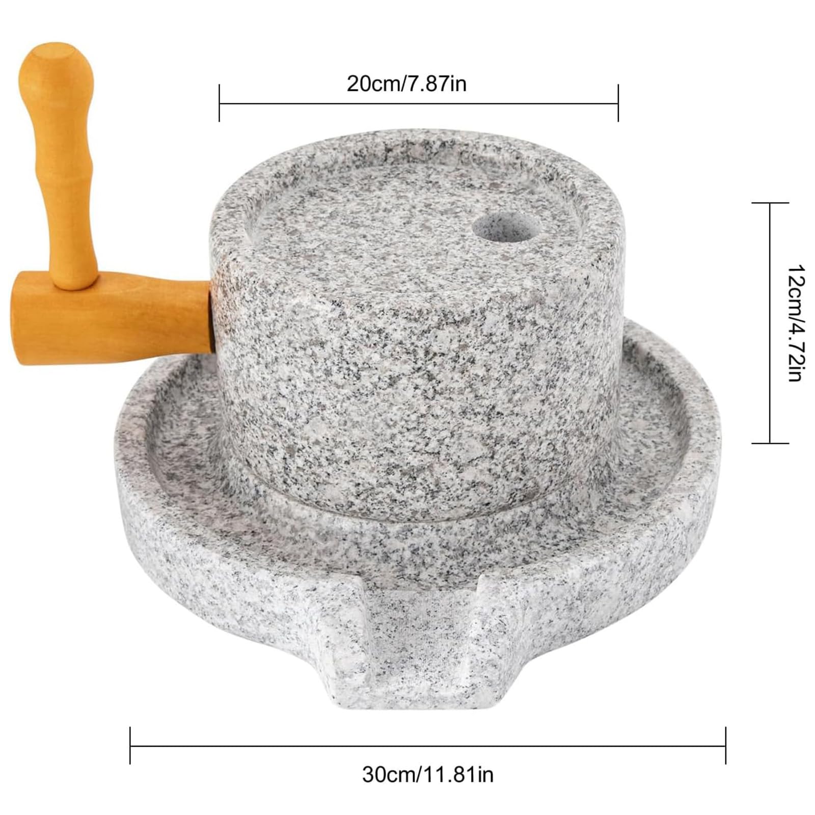 Macina manuale per cereali in pietra, fatta a mano, antica pietra abrasiva, multifunzione, per alimenti secchi e umidi, utensile da cucina