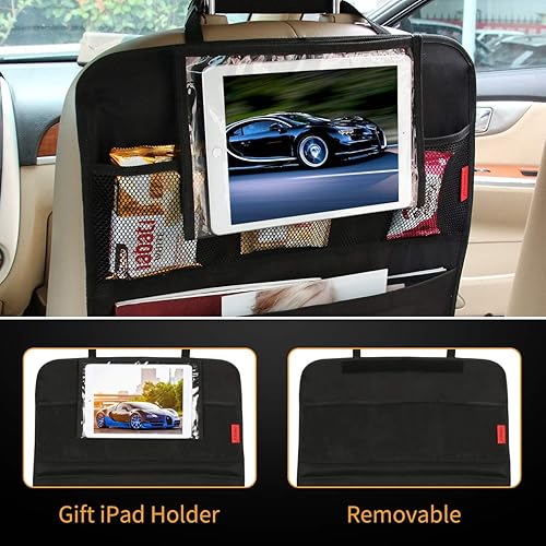 Miniatura 7 de Organizador de asiento trasero de automóvil de alta calidad con soporte para tableta de 10 pulgadas, bolsillo extragrande, parte superior