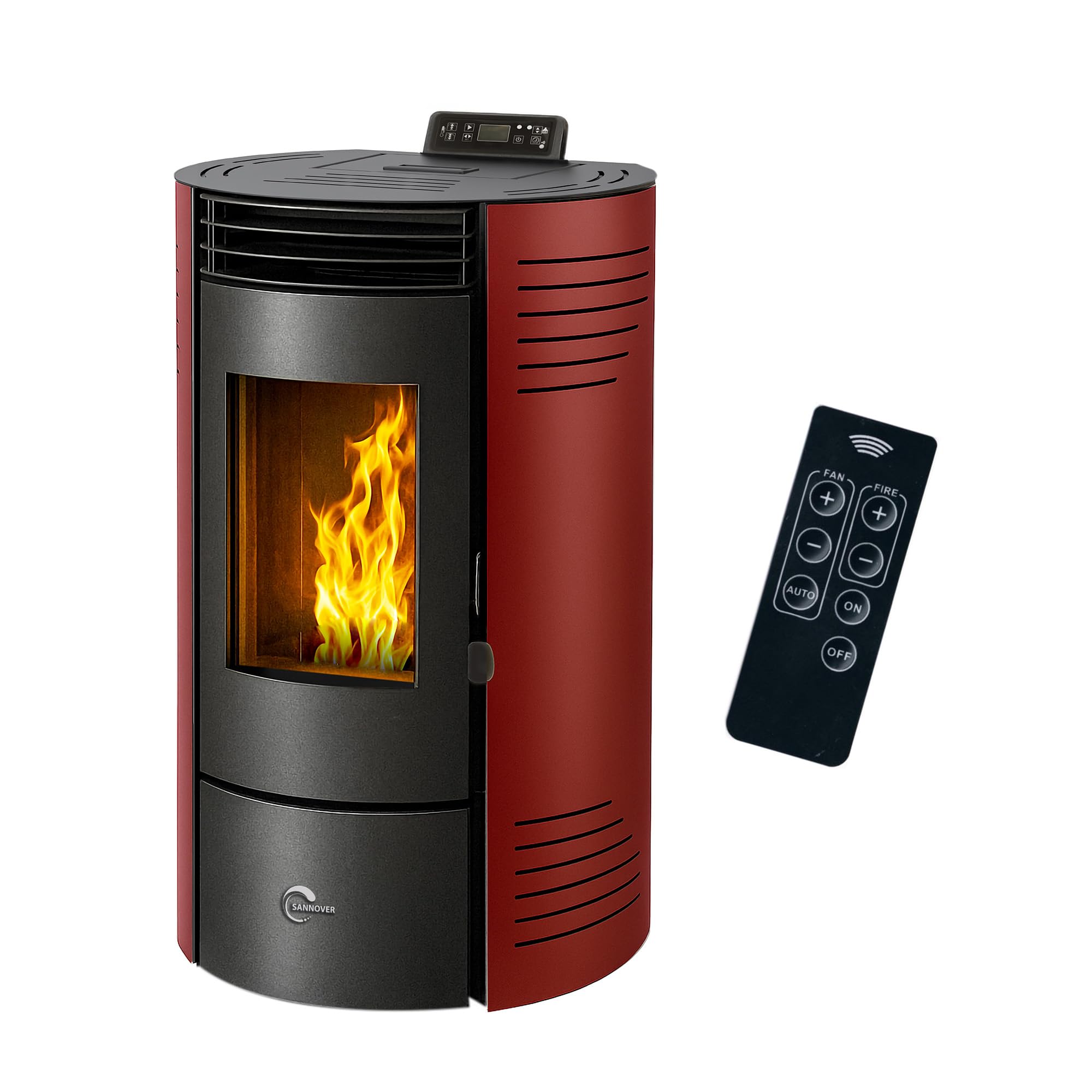 Sannover Azora Pelletofen wasserdicht 11,6 kW Bordeaux