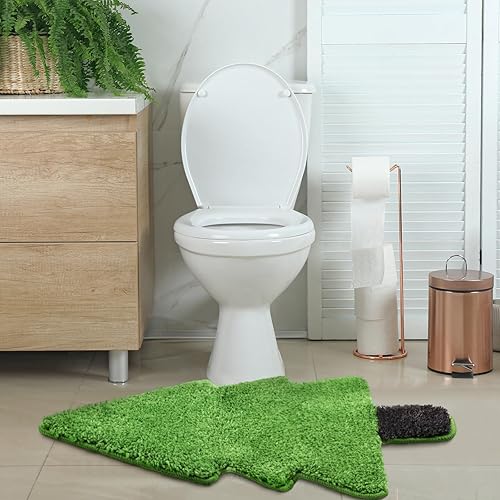Miniatura 4 de Tinideya Alfombra de baño de árbol de Navidad para niños, 28 x 20 pulgadas, tapete de baño para bañera, árbol de Navidad, tapete de baño verde,