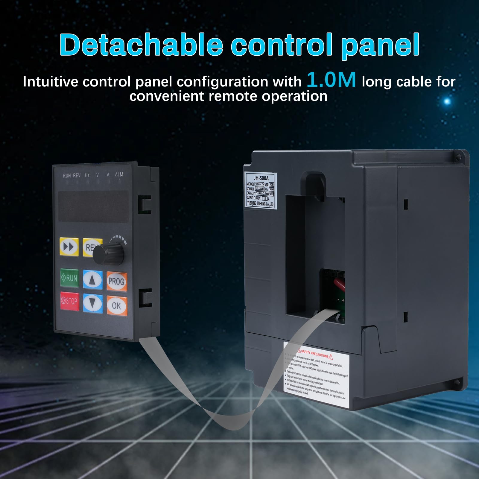 2.2kw Convertitore di frequenza 220V ingresso monofase 220V uscita trifase 220V 2.2kw Variatore di frequenza CNC Inverter di frequenza rimovibile modello 207VEE (con cavo di prolunga da 1m)