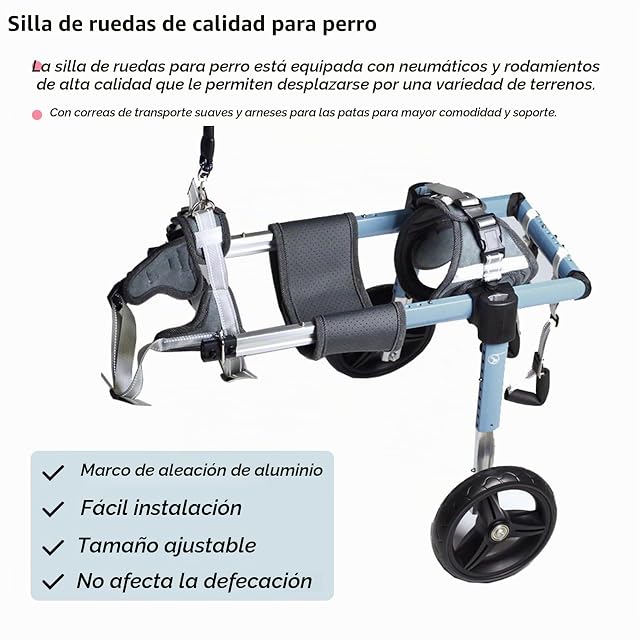 Foto 6 de 7 de Silla Ruedas Perro Silla de Ruedas para Perros de 4 Ruedas para Patas Traseras de Razas Grandes
