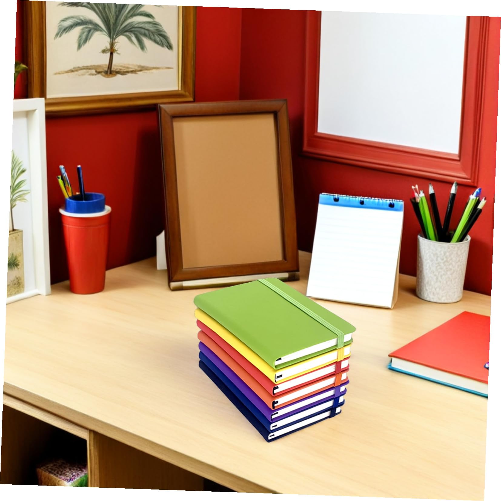 Set 7 Quaderni A6 con Copertina in Pu e Pagine a Righe, Piccoli Taccuini con Cinturino Elastico per Appunti di Lavoro e Compiti Scolastici, Carta di Qualità