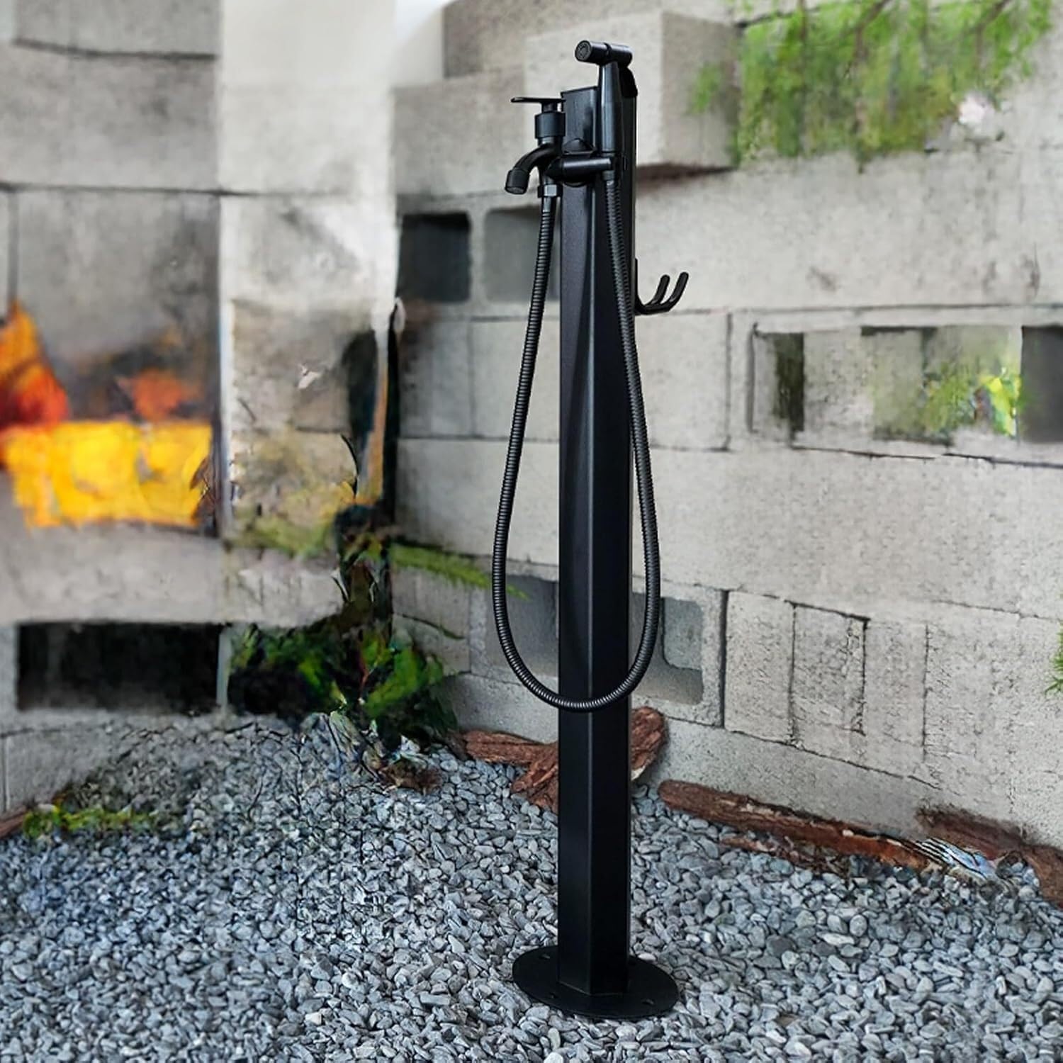 Cucce Black I Stainless Steel Water Column Freestanding Stainless Steel Garden Water Column，Vertical Outdoor Faucet Post，For Courtyards And Irrigation(Black I)