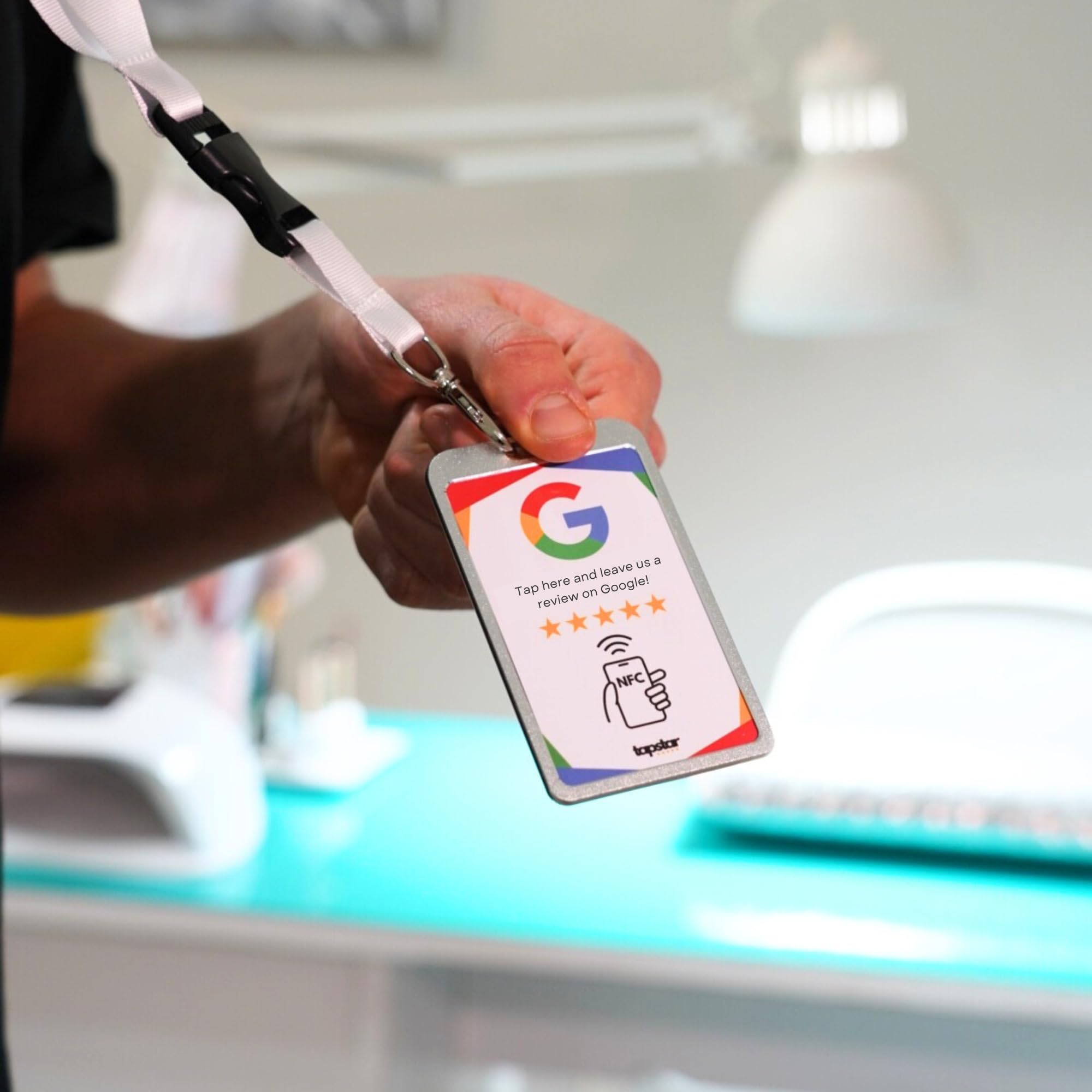 Tarjeta NFC QR Reseñas Google - Tecnología Avanzada Aumentar Opiniones Google - Compatible con Android & iPhone - Configuración Rápida con Web App - Impermeable y Sin Suscripciones (Inglés)