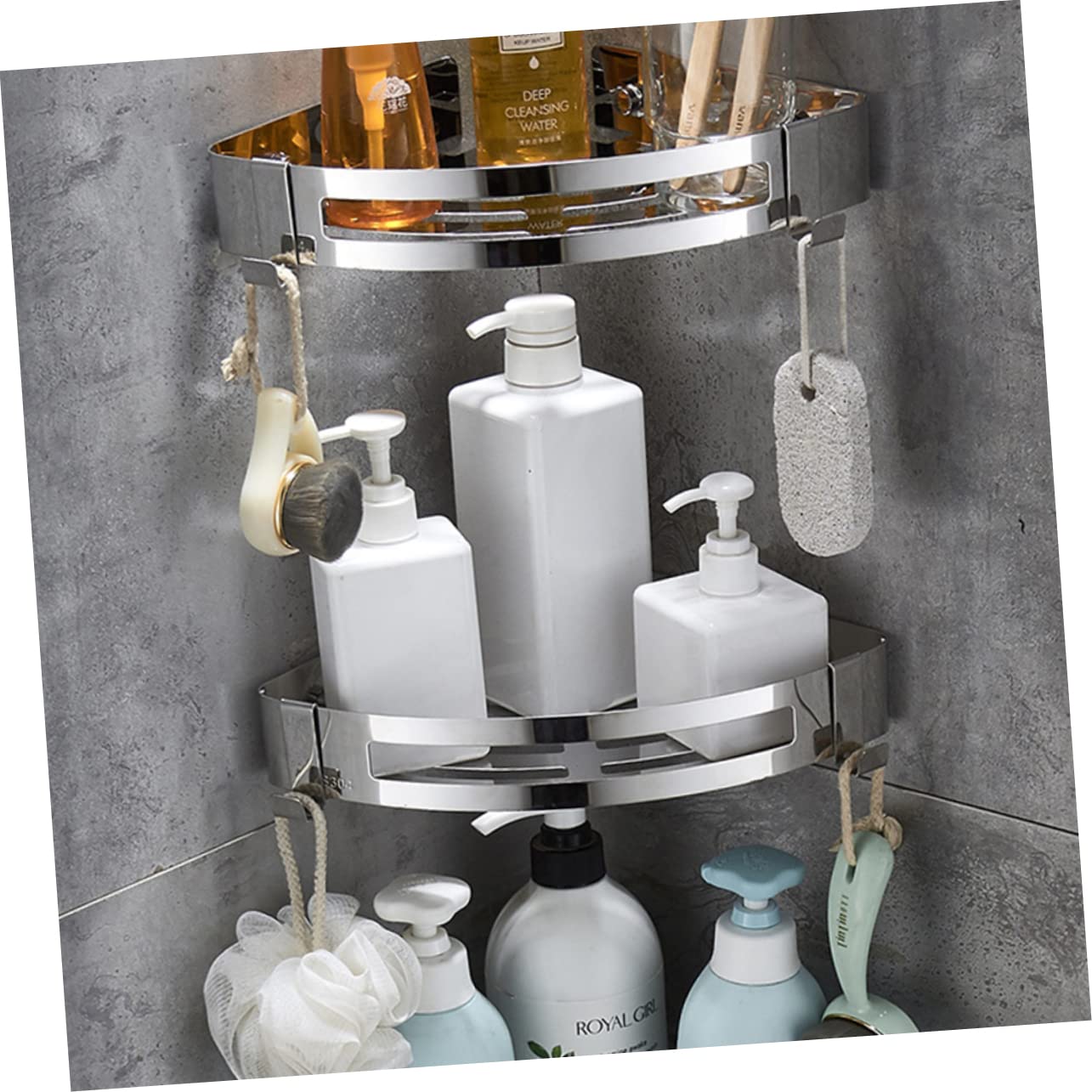 Ciieeo Estante de Esquina para Ducha de Acero Inoxidable 304, 2 Piezas | Color Plata, con Ganchos Integrados, Diseño Triangular para Aprovechar Esquinas y Mantener Orden en Baño