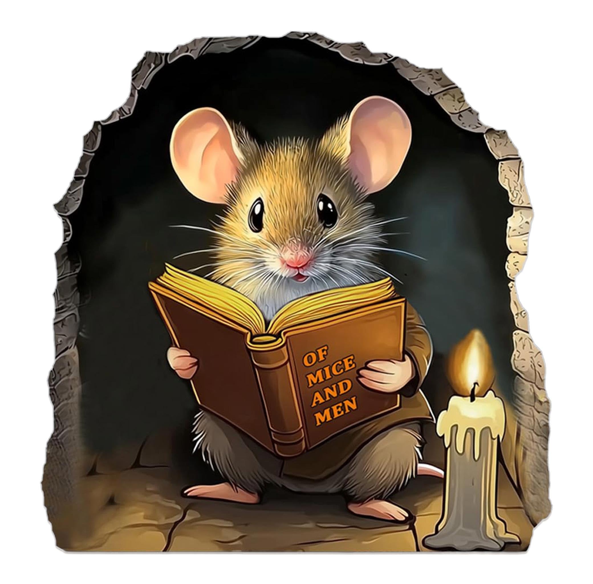 5 x Mouse Reading Book Stickers Mouse Hole 3D Wall Sticker Mouse Wall Sticker Book Lover Gift Kids Room Vinyl Sticker Mouse Wall Decal Cute Mousehole