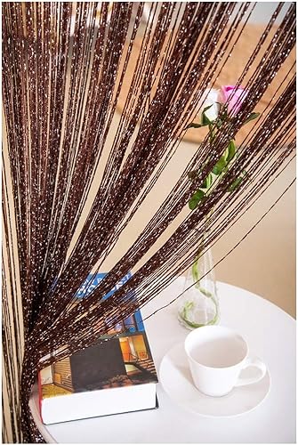 Duosuny - Cortina decorativa de cuerdas, para hogar, restaurantes, bodas, etc., Tela, Café oscuro