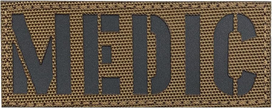Reflective Medic Patch 3.34x1.33 inches Laser Cut with Hook and Loop for First Aid Kit Pouch Bags Vests Hats Caps