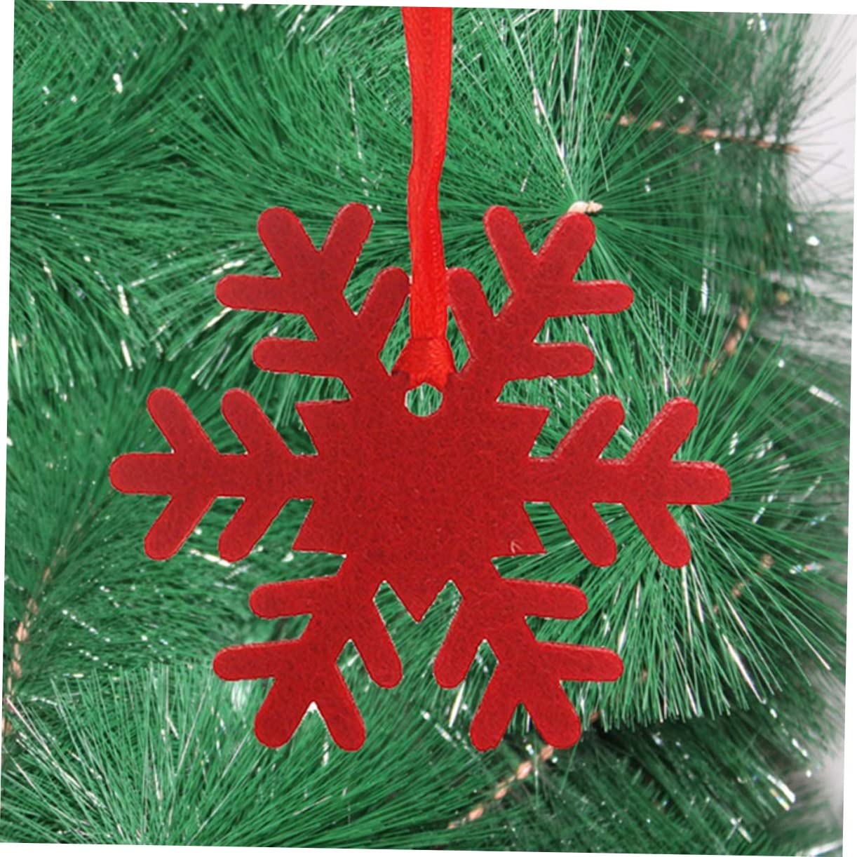 PRETYZOOM 4 Set Di Ornamenti Unici in Feltro Per Albero Di Natale Ciondolo A Forma Di Fetta Di Fiocco Di Neve Rosso Per La Decorazione Della Casa 40 Pezzi*4