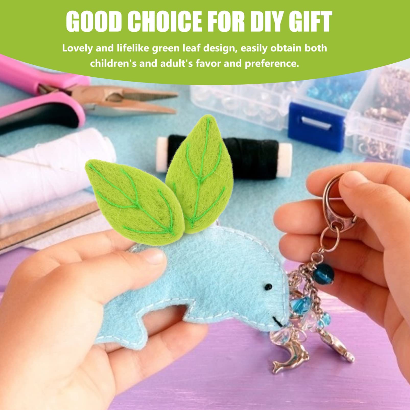 NUOBESTY 4sets Craft Wollfilz Blatt Haarnadel Grüne Blätter Aufkleber Verzierungen Für Kopfschmuck 10 Stücke * 4