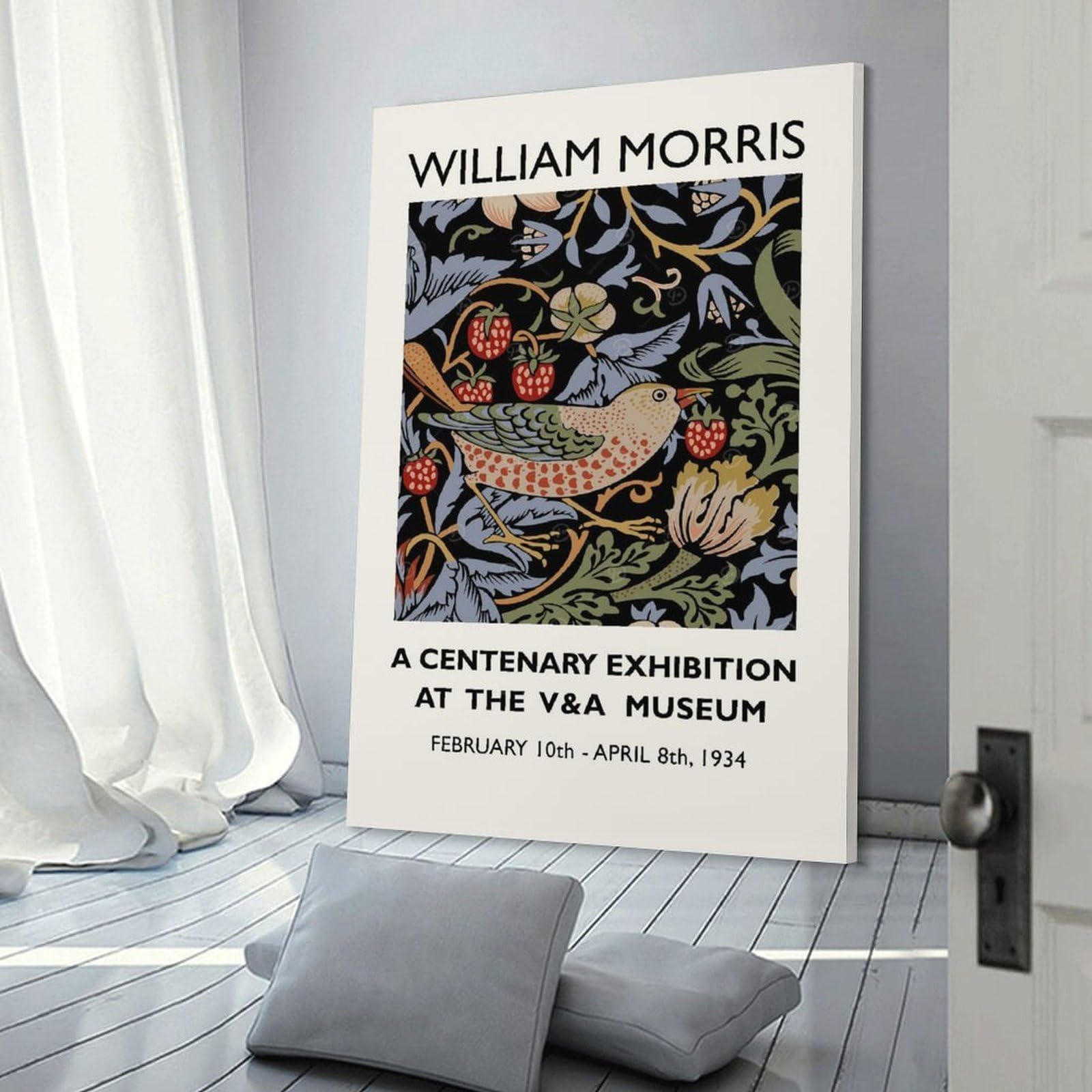Junmoney William Morris Strawberry(2) Canvas Wall Art, 20x30inch(50x75cm), for Entrance Walls, Hall Decor Or Foyers, Wall Decor to Refresh Empty Corners