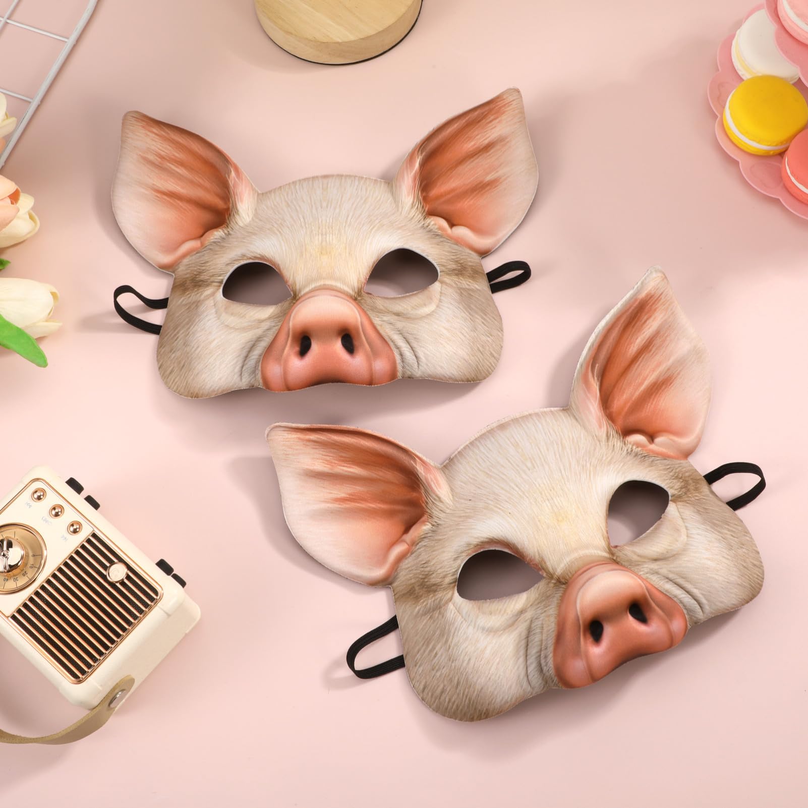 GALPADA 10 Pièces Masque Demi-visage Cochon Rose pour Léger et Confortable Accessoire Déguisement Party Halloween Carnaval Cosplay